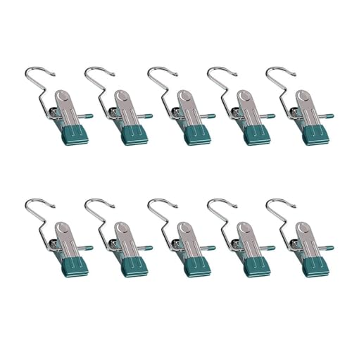 Boot Hangers for Closet, Laundry Hooks with Clips, Boot Hanging Hold Clip, Space Saving Portable Travel, Clip Hangers for Pants Hats Socks Gloves (10, Dark Green) - color: Dark Green