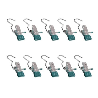 Boot Hangers for Closet, Laundry Hooks with Clips, Boot Hanging Hold Clip, Space Saving Portable Travel, Clip Hangers for Pants Hats Socks Gloves (10, Dark Green) - color: Dark Green