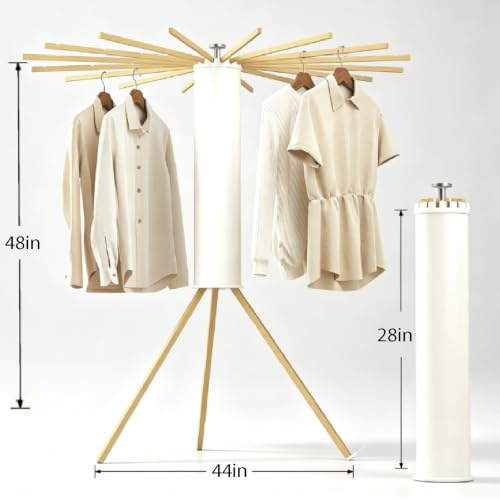 Wooden Foldable Drying Rack, 16 Poles, Space-Saver, No Assembly