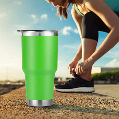 D·S 30 oz Lime Tumbler Double Wall Vacuum Insulated Travel Coffee Mug - color: Lime Green