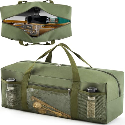 Amylove 24" Grill Tool Storage Bag, Waterproof BBQ Utensil Organizer, Green - color: Green