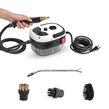 2500W Handheld Steam Cleaner High Temperature Pressurized Steam Cleaning Machine Portable Car Steamer with Brush Heads (White) - color: White