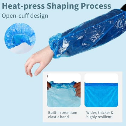 Disposable Arm Sleeves, 100 Pcs Waterproof Plastic Sleeve Protectors, Oilproof Oversleeves Covers - color: Blue-100pcs