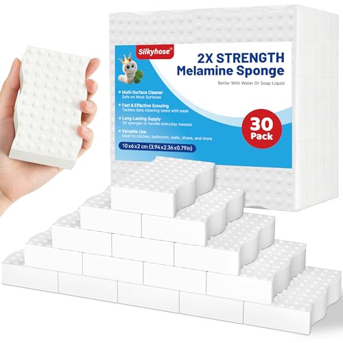 Silkyhose 30 Pack Melamine Sponge, 2X Density Magic Cleaning Eraser