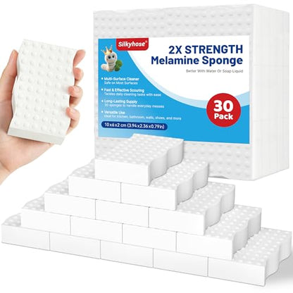 Silkyhose 30 Pack Melamine Sponge, 2X Density Magic Cleaning Eraser