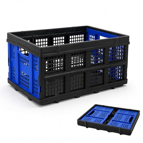 49L Collapsible Storage Crate, Stackable, Blue, 1 Pack - size: 1 Pack