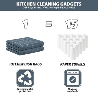 Nialnant 6 Pack Terry Kitchen Towels,Dish Cloths for Washing Dishes - color: Grey, size: 12 x 12 in - 6PCS