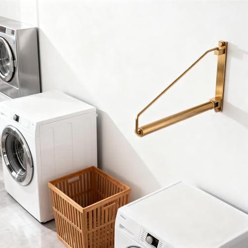 Folding Wall Mounted Clothes Hanger Rack Clothes Hook Solid Brass with Swing Arm Holder Clothing Hanging System Closet Storage Organizer Heavy Duty Drying Rack Wall Mount, Antique Brass - color: Antique Brass, size: Triangle