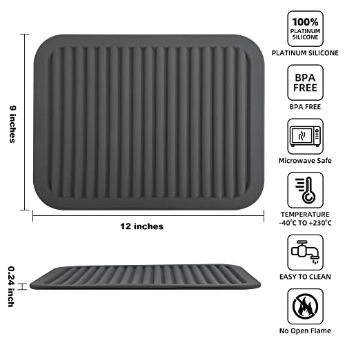 Trivets for Hot Dishes, Silicone Trivets for Hot Pots and Pans, Heat Resistant Hot Pads for Kitchen Counter, 2 Pcs Multi-Purpose & Versatile Trivet Mat (9"x12")(Light Grey) - color: A03: Rectangular-light Grey