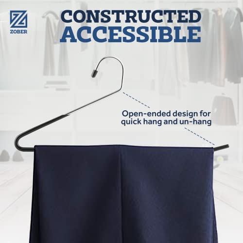 Zober Pants Hangers Non Slip - Open Ended Pants and Jean Hangers for Closet - Space Saving Clothes Hanger - Strong, Durable, Metal Pant Hangers (Black 2O Pack) (Pack of 6) - size: 2O Pack (Pack of 6)