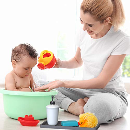 ZAPPOWARE Silicone Kitchen Sink Caddy Sponge Holder 12"x4.7" Gray - Bathroom Vanity Tray Organizer, Soap Tray for Dish Scrubber, Soap Dispenser - color: Gray