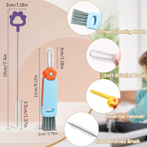 3 in 1 Cup Lid Cleaning Brush Set, Crevice Cleaning Brush and Straws Cleaning Brush, Multifunctional Portable Cup Lid Gaps Cleaning Brush, Tiny Cleaning Brush for Cleaning Water Bottle
