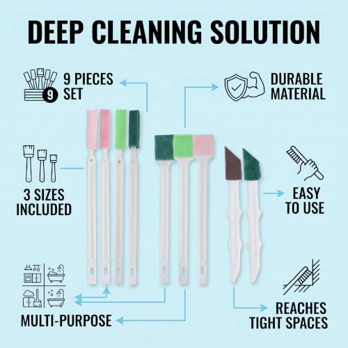 9Pcs Household Crevice Cleaning Brush Window Track Deep Scrubber Set - color: 9pcs-crevice Cleaning Brush