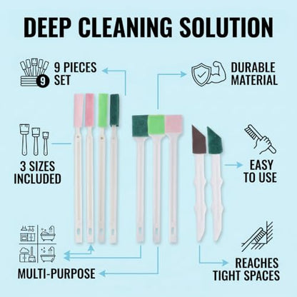 9Pcs Household Crevice Cleaning Brush Window Track Deep Scrubber Set - color: 9pcs-crevice Cleaning Brush
