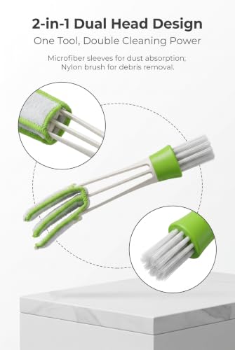 3 PCS Car Vent Cleaner, Automotive Air Conditioner Duster Brush, Multi-Purpose Crevice Cleaning Tool, Auto Interior Detailing Accessories, Window Blind Sweeper, Keyboard Dust Collector (Green)