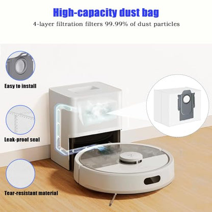 Q7 M5+ Replacement Parts Kit, compatible with Roborock Q7 M5+ and Q7 L5+ robot vacuums. Includes 2 main brushes, 6 side brushes, 6 dust bags and filters, 4 mop pads, 1 cleaning tool, and a screwdriver