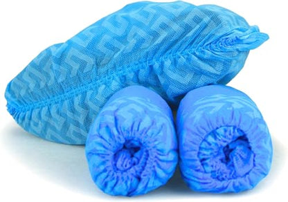 G & F Products Disposable Shoe Covers, Slip-Resistant Booties, Heavy-Duty, Waterproof, Elastic Band, Non-Slip Silicone Sole, Reusable, Protects Floors, Blue, 11 Us Men & 13 Us Women, 200 Pieces - size: Large 200 Pack