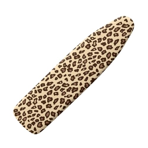 Leopard Print Ironing Board Cover Standard Size, Polyester Ironing Board Protector, Heat Reflective Surface, Dirt-Resistant Iron Board Cover, Easy to Install Remove - color: Leopard - Beige and Brown