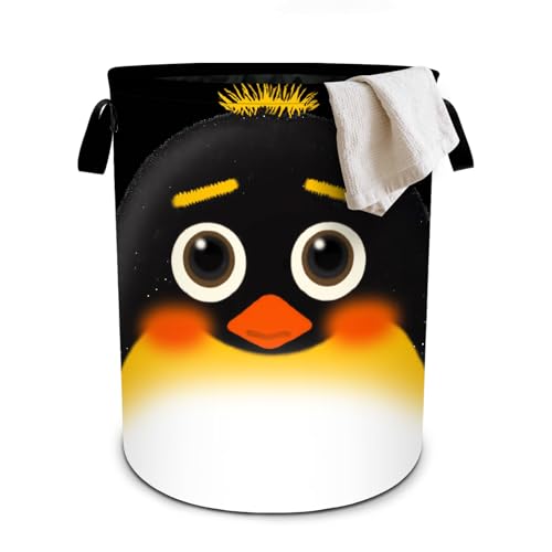 Penguin Laundry Basket Collapsible Oxford Cloth Fabric Hamper,Tote Bag Portable Storage Bin for Bedroom Bathroom Laundry Room 19.6x15.7 Inch - color: Penguin