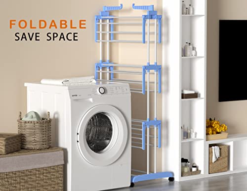 HOMIDEC Clothes Drying Rack, 4-Tier(67.7" H) Foldable Drying Rack Clothing - color: Blue