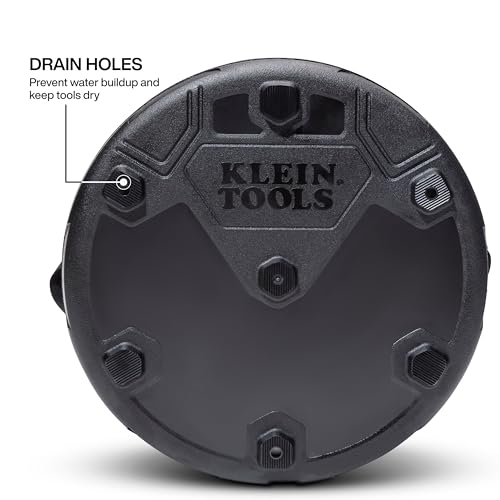 Klein Tools BC535 Straight Bucket, 17-Inch Utility Bucket, 200-Pound Load, 1680D Nylon, Drain Holes, Reinforced Straps, Hi-Vis Orange Interior - size: Nylon, 200-Pound Load
