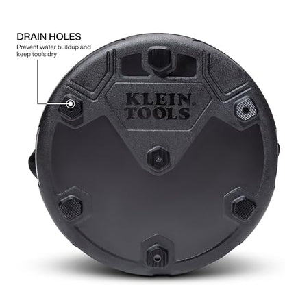 Klein Tools BC535 Straight Bucket, 17-Inch Utility Bucket, 200-Pound Load, 1680D Nylon, Drain Holes, Reinforced Straps, Hi-Vis Orange Interior - size: Nylon, 200-Pound Load