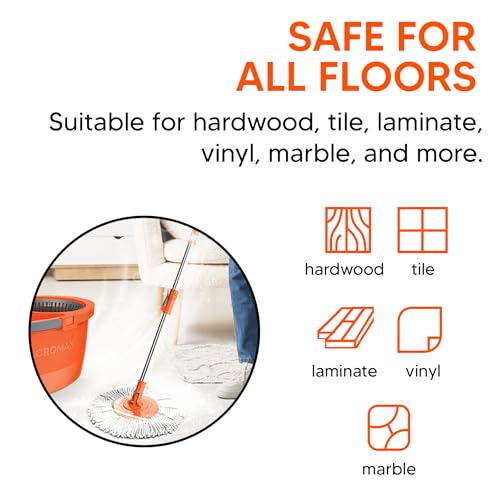 Macromax Spin Mop and Bucket Set, 360 Rotating Microfiber Mop - style: Faster Spin Mop set + 1 Refill
