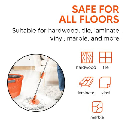 Macromax Spin Mop and Bucket Set, 360 Rotating Microfiber Mop - style: Faster Spin Mop set + 1 Refill
