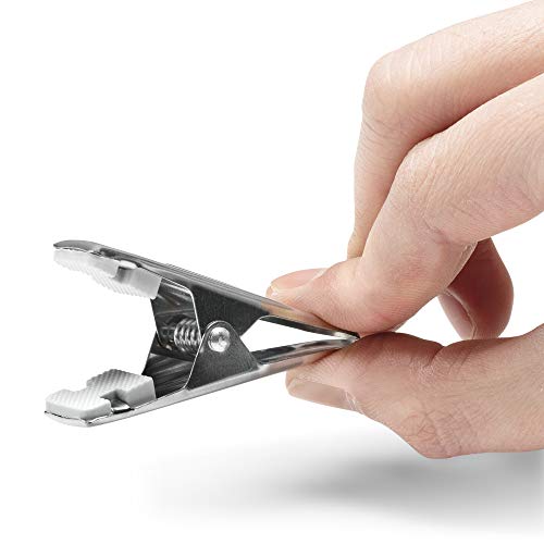 24 Pack - Long Lasting, Stainless Steel Clothespins - Strong Grip - Weather-Resistant, Multipurpose Clip - Use As Clothesline Laundry Clips, Chip Bag Clips, Hanger Clips and Craft Clips (24 Pack)