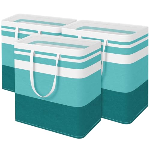 BlissTotes 3-Pack Laundry Basket, Collapsible Laundry Hamper, Green, 125L - color: Green, size: 125L