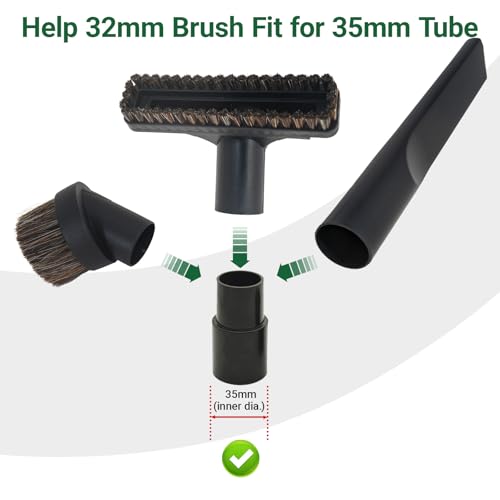 EZ SPARES 1 1/4 inch Universal Vacuum Attachments Accessories 32mm&35mm Vacuum Cleaner Accessories Horsehair Brush Crevices Tool Kit