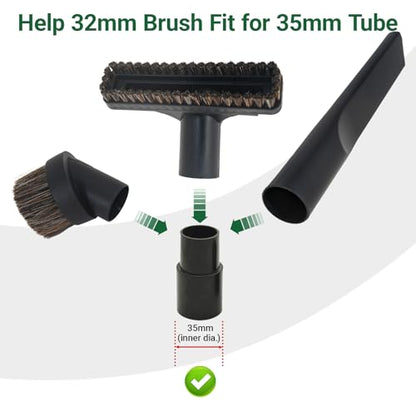 EZ SPARES 1 1/4 inch Universal Vacuum Attachments Accessories 32mm&35mm Vacuum Cleaner Accessories Horsehair Brush Crevices Tool Kit