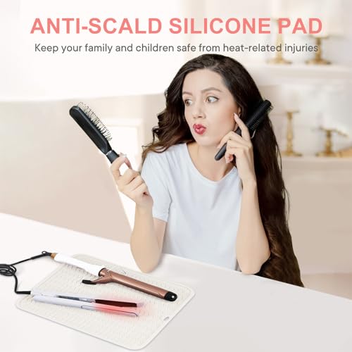 Suafrnut Oversize Silicone Heat Resistant Mat for Hair Tools(14.2" x 11") - color: Ivory
