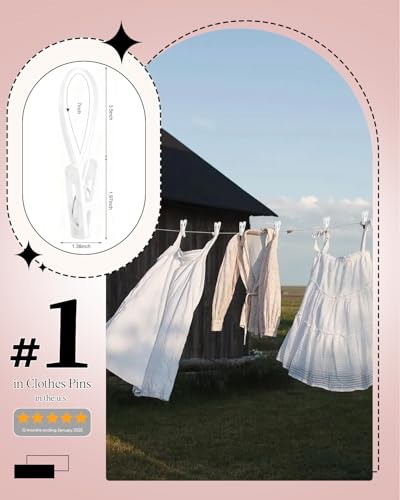 50Pcs Multi Purpose Laundry Hanging Clips with Rope, White - Strong Grip Hanging Clips for Baby Hangers, Pants, Socks, Towels & Closet Organization, Multi-Purpose Laundry Drying Hooks - color: 50pack White