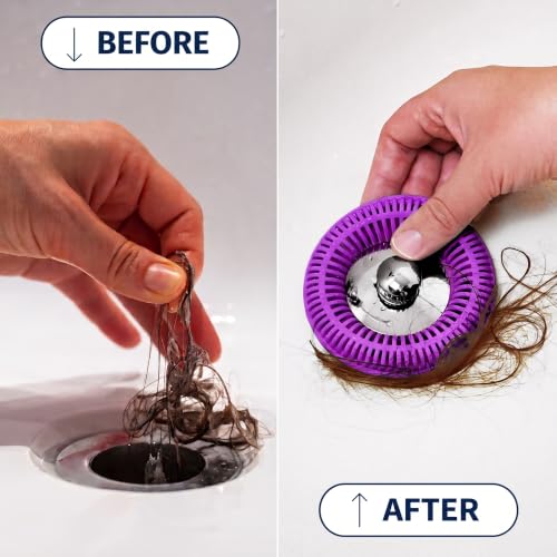 TUB RING The Ultimate Tub Drain Protector Hair Catcher/Strainer/Snare, Regular - Purple - color: Purple