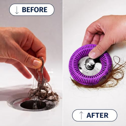 TUB RING The Ultimate Tub Drain Protector Hair Catcher/Strainer/Snare, Regular - Purple - color: Purple