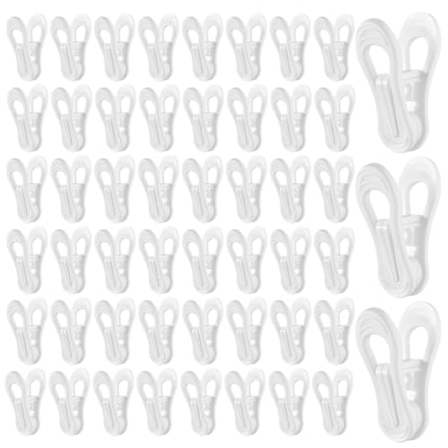 100 Pack White Plastic Hanger Clips for Baby Clothes Hanger Clips