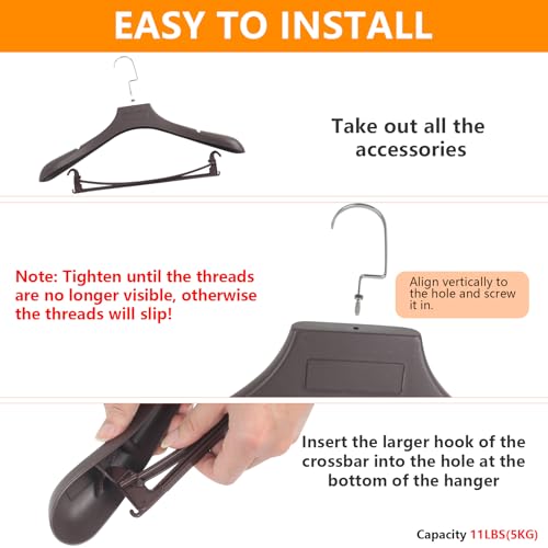 DEDU Suit Hangers for Men 10 Pack, Brown Coat Hangers Extra Wide Non Slip Width 17.7", Thick Plastic with Pants Bar & Metal Hook - color: Brown, size: 10 Pack