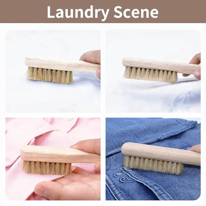 Large + Small Laundry Stain Brush Set with Soft Boar Bristles - size: Large&Small