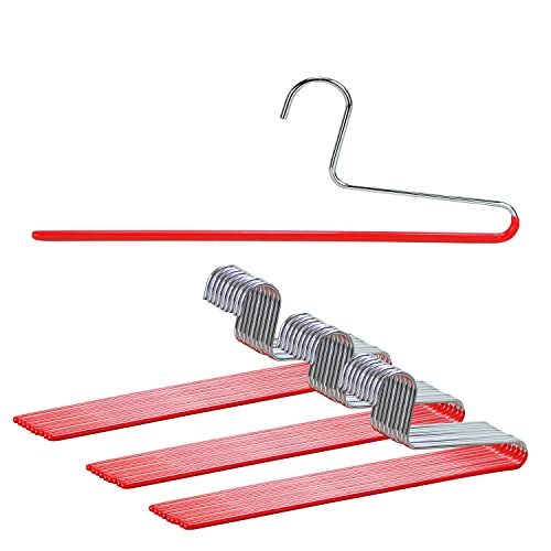 Mawa by Reston Lloyd Non-Slip Space Saving Clothes Hanger with Single Rod for Pants, Style KH/1, Set of 30, Red - color: Set of 30, size: Red