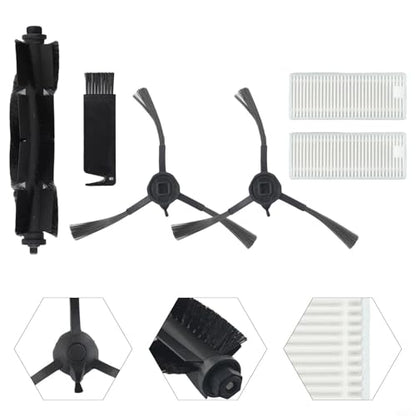 Vacuum Cleaner Main Side Brush and Filter Replacement Kit for S8/S8 Plus Robot Vacuum Cleaner, Includes Roller Brush, Side Brushes, and Cleaning Tool for Household Maintenance