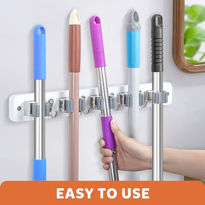 IMILLET Broom Holder Wall Mount, Rustic Broom Hanger for Laundry Room - color: White