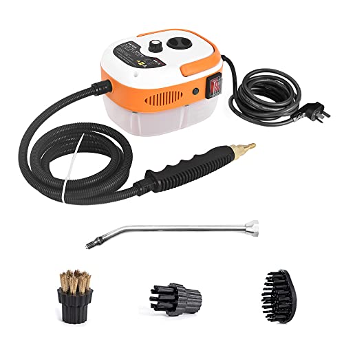 2500W Handheld Steam Cleaner High Temperature Pressurized Steam Cleaning Machine Portable Car Steamer with Brush Heads (Orange) - color: Orange