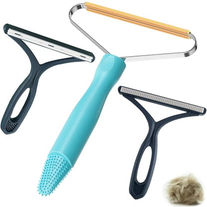 3-Pack Pet Hair Removal Tool, Dog & Cat Hair Remover, Carpet Rake - color: Blue