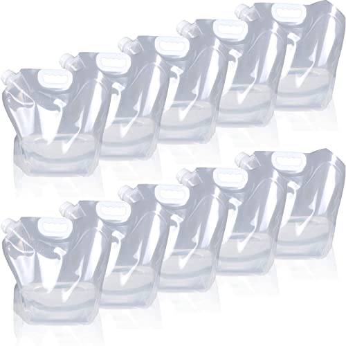 Soddeph Collapsible Water Container Bag, BPA Free Food Grade Clear Plastic Storage Jug for Sport Camping Riding Mountaineer,Freezable, Food Grade (10-pack-2.6 Gal) - style: 10-pack-2.6 Gal