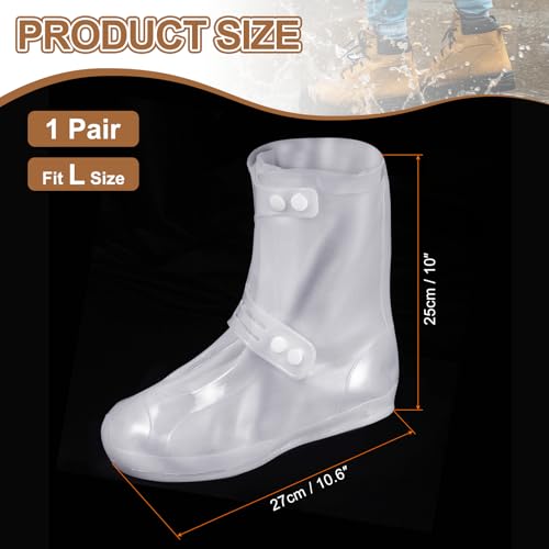 HARFINGTON Waterproof Shoes Cover L (US 6) Rain Galoshes w Double Buckle - color: White, size: L (US 6)