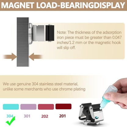 3-H 2 Pack Magnetic Broom Holder with 2 Pack Mini Magnetic Hooks,Silver - color: Silver, size: 2pc+2pc(42mm-Magnet)