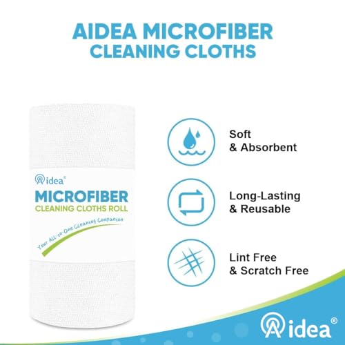 AIDEA White Microfiber Cleaning Cloth Roll-50PK, Cleaning Rags 11.5"×11.5" - color: White