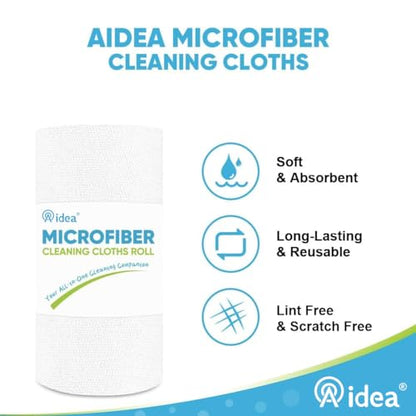 AIDEA White Microfiber Cleaning Cloth Roll-50PK, Cleaning Rags 11.5"×11.5" - color: White
