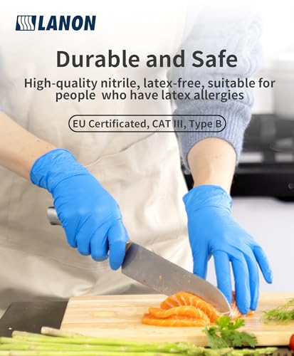 LANON Blue Food Safe Disposable Nitrile Gloves,Cooking Gloves,Small - color: Blue, size: Small (Pack of 100)